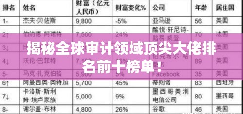 揭秘全球审计领域顶尖大佬排名前十榜单！