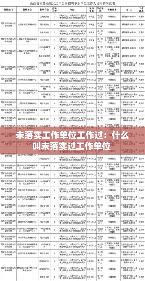 未落实工作单位工作过：什么叫未落实过工作单位 