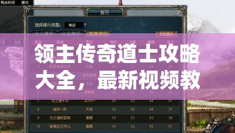 领主传奇道士攻略大全，最新视频教程带你探索未知领域！