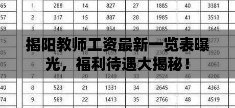 揭阳教师工资最新一览表曝光，福利待遇大揭秘！