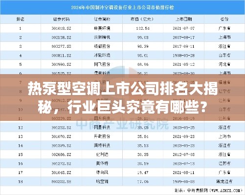 热泵型空调上市公司排名大揭秘，行业巨头究竟有哪些？