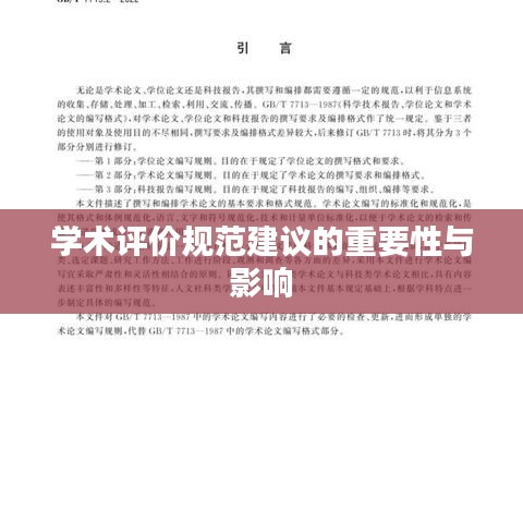 学术评价规范建议的重要性与影响