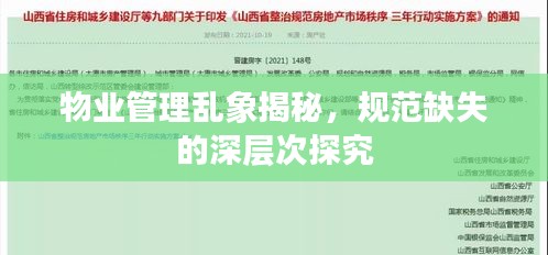 物业管理乱象揭秘，规范缺失的深层次探究