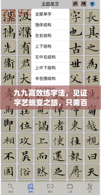 九九高效练字法，见证字艺蜕变之旅，只需百日蜕变！