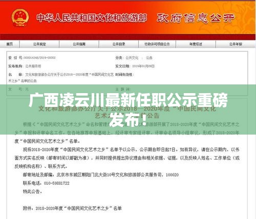 广西凌云川最新任职公示重磅发布！