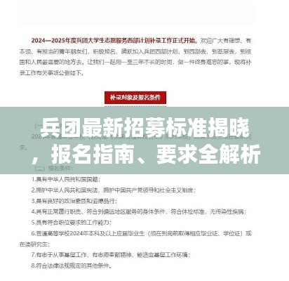 兵团最新招募标准揭晓，报名指南、要求全解析！