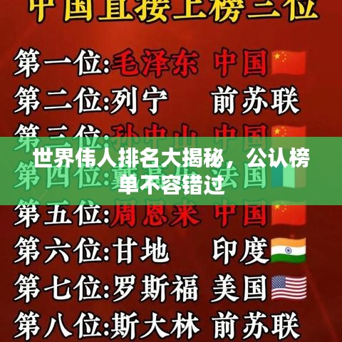 世界伟人排名大揭秘，公认榜单不容错过
