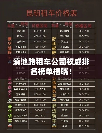 滇池路租车公司权威排名榜单揭晓！