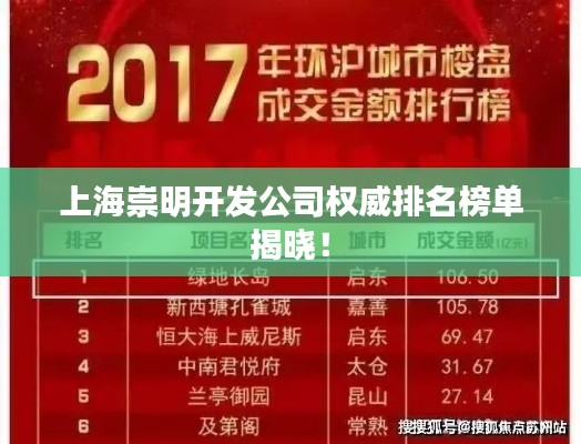上海崇明开发公司权威排名榜单揭晓！