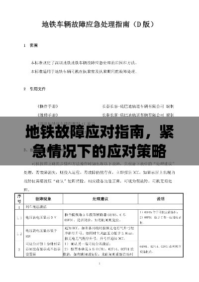 地铁故障应对指南，紧急情况下的应对策略