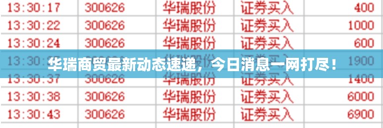 华瑞商贸最新动态速递，今日消息一网打尽！