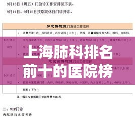 上海肺科排名前十的医院榜单揭晓！