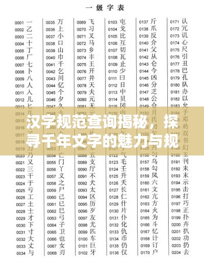 汉字规范查询揭秘，探寻千年文字的魅力与规范奥秘