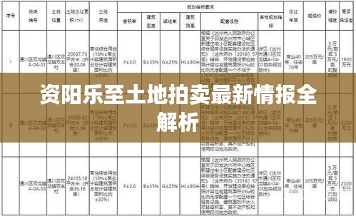 资阳乐至土地拍卖最新情报全解析