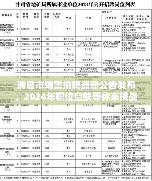 瑞昌市辅警招聘最新公告发布，2024年职位空缺等你来挑战！