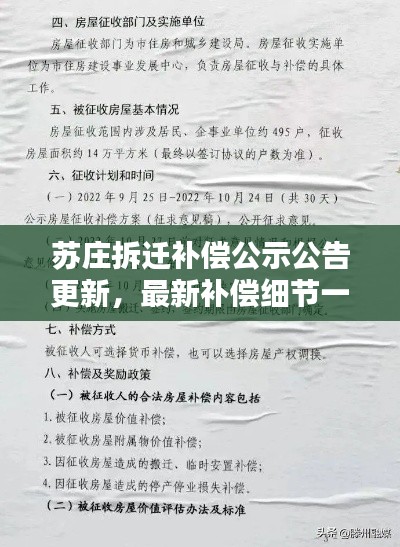 苏庄拆迁补偿公示公告更新，最新补偿细节一览