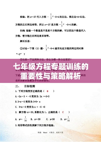 七年级方程专题训练的重要性与策略解析