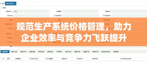 规范生产系统价格管理，助力企业效率与竞争力飞跃提升